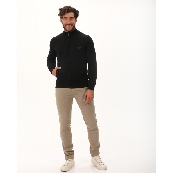 Ανδρική πλεκτή ζακέτα NAVY & GREEN μαύρη Ανδρικά