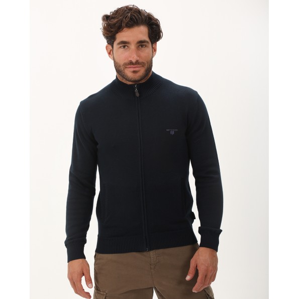 Ανδρική πλεκτή ζακέτα NAVY & GREEN ναυτικό μπλε