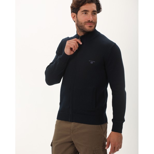 Ανδρική πλεκτή ζακέτα NAVY & GREEN ναυτικό μπλε Ανδρικά