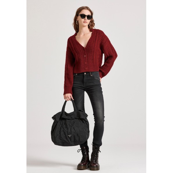 Γυναικείο skinny jean παντελόνι FUNKY BUDDHA FBL010-163-02 μαύρο Γυναικεία