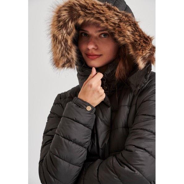 Γυναικείο καπιτονέ puffer μπουφάν FUNKY BUDDHA FBL010-100-01 μαύρο Γυναικεία