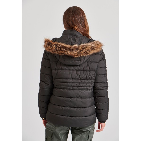 Γυναικείο καπιτονέ puffer μπουφάν FUNKY BUDDHA FBL010-100-01 μαύρο Γυναικεία