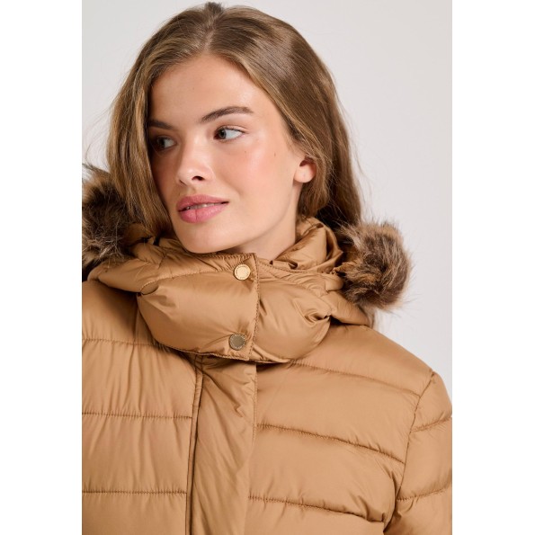 Γυναικείο καπιτονέ puffer μπουφάν FUNKY BUDDHA FBL010-100-01 καμηλό Γυναικεία