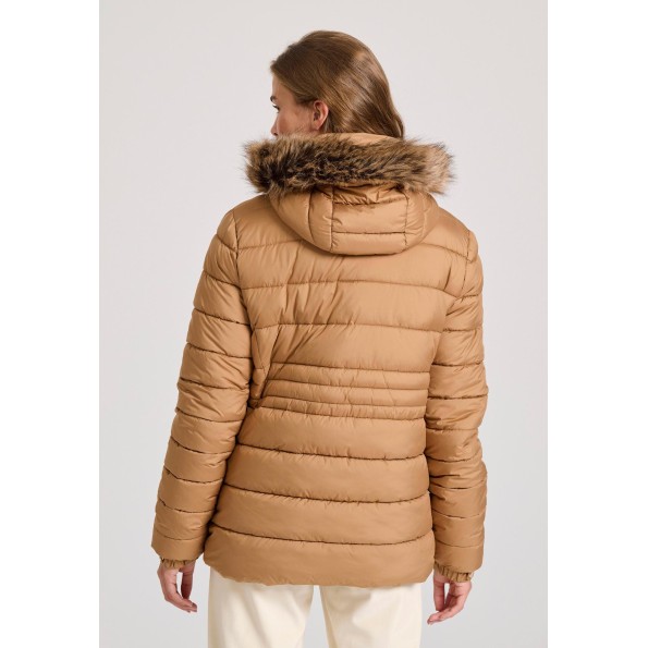 Γυναικείο καπιτονέ puffer μπουφάν FUNKY BUDDHA FBL010-100-01 καμηλό Γυναικεία