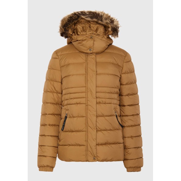 Γυναικείο καπιτονέ puffer μπουφάν FUNKY BUDDHA FBL010-100-01 καμηλό Γυναικεία