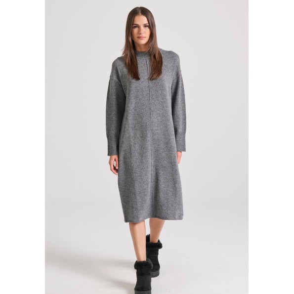 Γυναικείο πλεκτό midi φόρεμα FUNKY BUDDHA FBL010-106-13 γκρι Γυναικείο πλεκτό midi φόρεμα FUNKY BUDDHA FBL010-106-13 γκρι