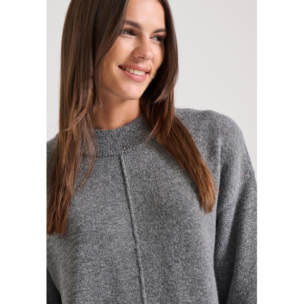 Γυναικείο πλεκτό midi φόρεμα FUNKY BUDDHA FBL010-106-13 γκρι Γυναικεία