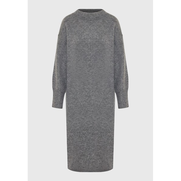 Γυναικείο πλεκτό midi φόρεμα FUNKY BUDDHA FBL010-106-13 γκρι Γυναικεία