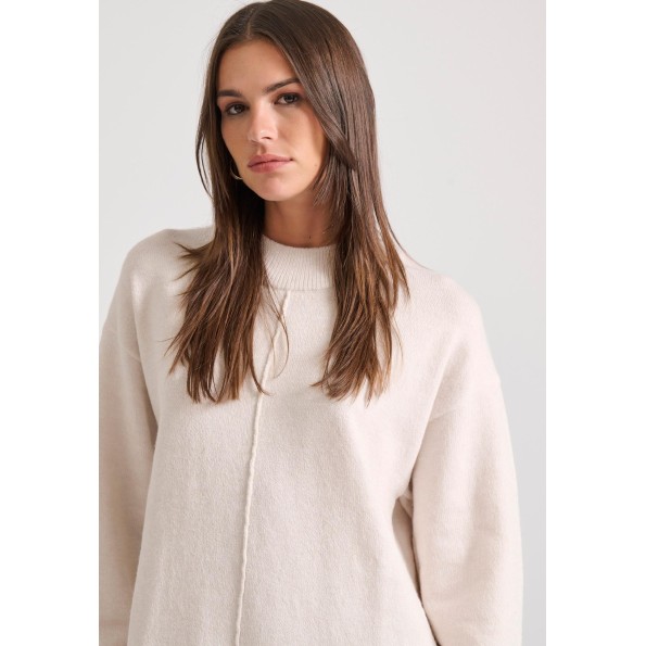 Γυναικείο πλεκτό midi φόρεμα FUNKY BUDDHA FBL010-106-13 εκρού Γυναικεία