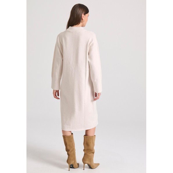 Γυναικείο πλεκτό midi φόρεμα FUNKY BUDDHA FBL010-106-13 εκρού Γυναικεία