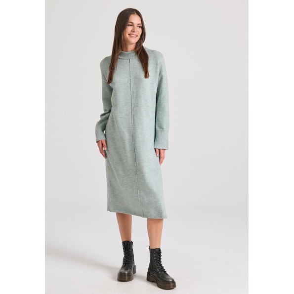 Γυναικείο πλεκτό midi φόρεμα FUNKY BUDDHA FBL010-106-13 πράσινο Γυναικείο πλεκτό midi φόρεμα FUNKY BUDDHA FBL010-106-13 πράσινο