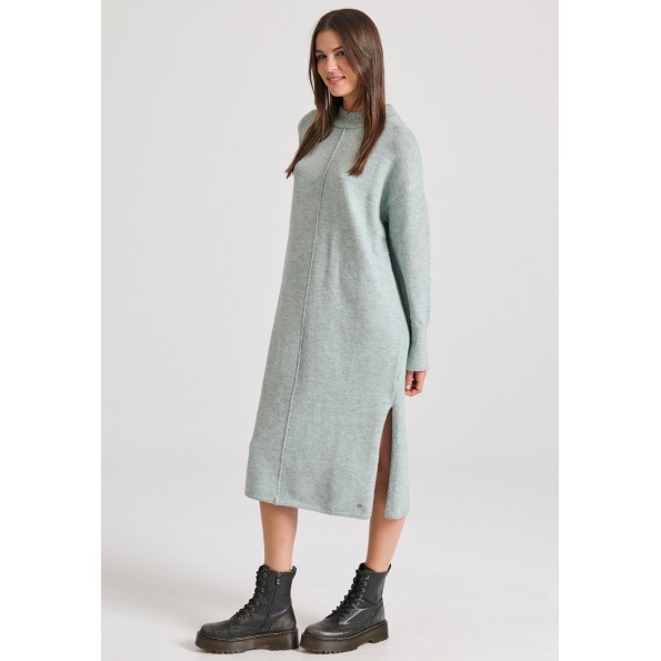 Γυναικείο πλεκτό midi φόρεμα FUNKY BUDDHA FBL010-106-13 πράσινο Γυναικεία