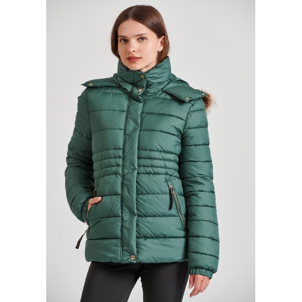 Γυναικείο καπιτονέ puffer μπουφάν FUNKY BUDDHA FBL010-100-01 πράσινο Γυναικείο καπιτονέ puffer μπουφάν FUNKY BUDDHA FBL010-100-01 πράσινο