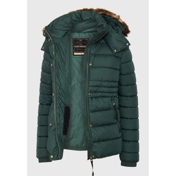 Γυναικείο καπιτονέ puffer μπουφάν FUNKY BUDDHA FBL010-100-01 πράσινο Γυναικεία