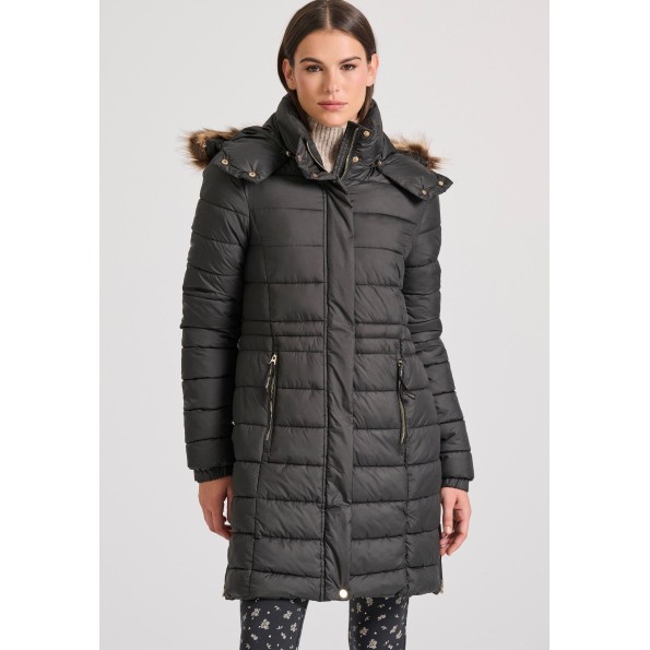 Γυναικείο μακρύ puffer μπουφάν FUNKY BUDDHA FBL010-101-01 μαύρο Γυναικείο μακρύ puffer μπουφάν FUNKY BUDDHA FBL010-101-01 μαύρο