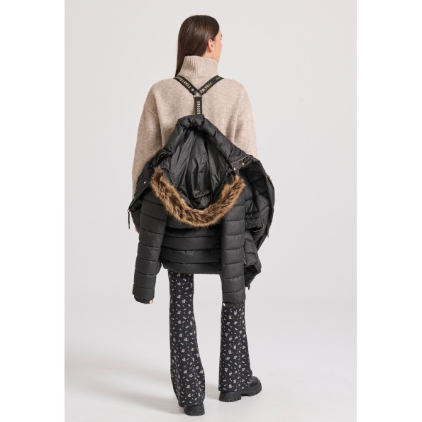 Γυναικείο μακρύ puffer μπουφάν FUNKY BUDDHA FBL010-101-01 μαύρο Γυναικεία