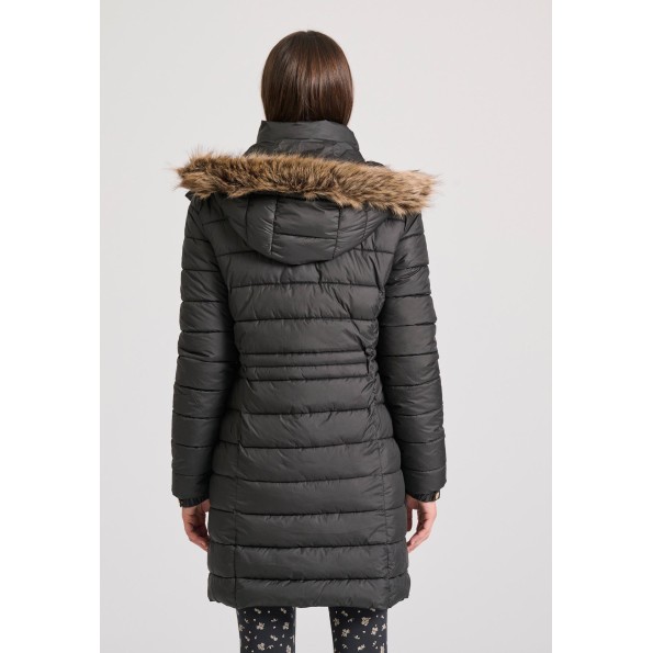 Γυναικείο μακρύ puffer μπουφάν FUNKY BUDDHA FBL010-101-01 μαύρο Γυναικεία