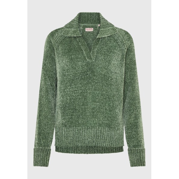 Γυναικείο σενίλ πουλόβερ FUNKY BUDDHA FBL010-110-09 πράσινο Γυναικεία