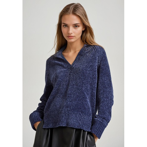 Γυναικείο σενίλ πουλόβερ FUNKY BUDDHA FBL010-110-09 μπλε Γυναικείο σενίλ πουλόβερ FUNKY BUDDHA FBL010-110-09 μπλε