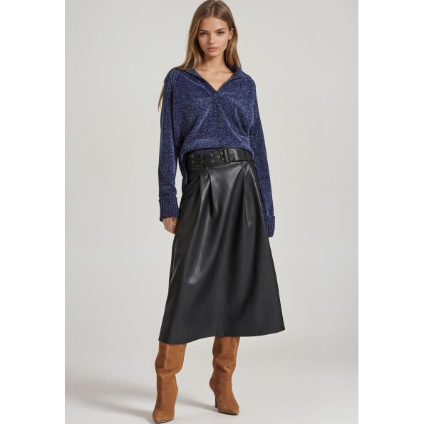 Γυναικείο σενίλ πουλόβερ FUNKY BUDDHA FBL010-110-09 μπλε Γυναικεία