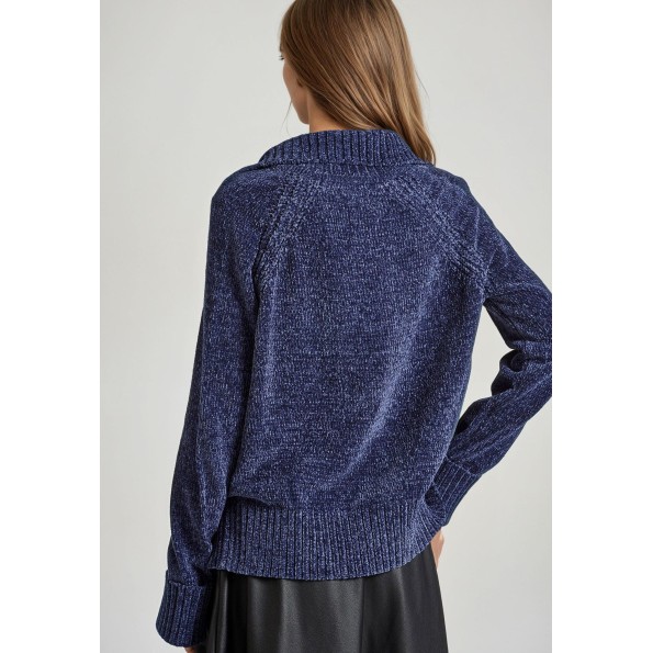 Γυναικείο σενίλ πουλόβερ FUNKY BUDDHA FBL010-110-09 μπλε Γυναικεία