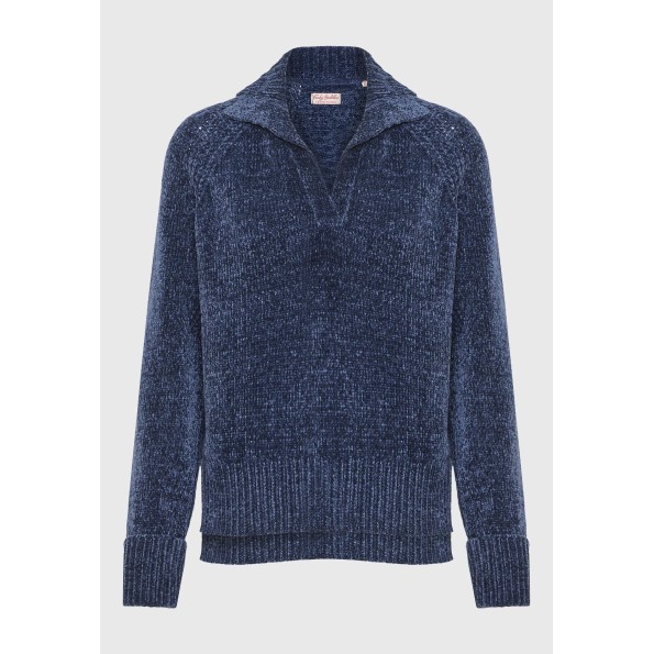 Γυναικείο σενίλ πουλόβερ FUNKY BUDDHA FBL010-110-09 μπλε Γυναικεία