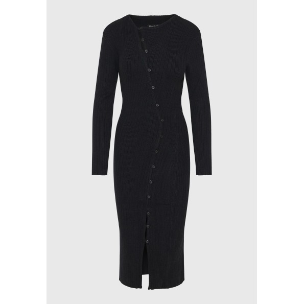 Γυναικείο midi πλεκτό φόρεμα FUNKY BUDDHA FBL010-102-13 μαύρο Γυναικεία