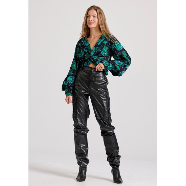 Γυναικείο cargo παντελόνι FUNKY BUDDHA FBL010-119-02 μαύρο Γυναικεία