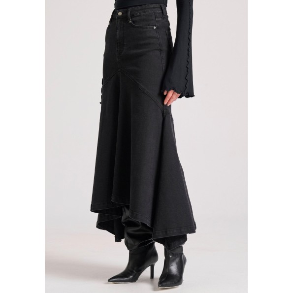 Γυναικεία maxi denim φούστα FUNKY BUDDHA FBL010-123-14 μαύρη Γυναικεία