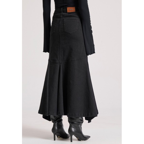 Γυναικεία maxi denim φούστα FUNKY BUDDHA FBL010-123-14 μαύρη Γυναικεία