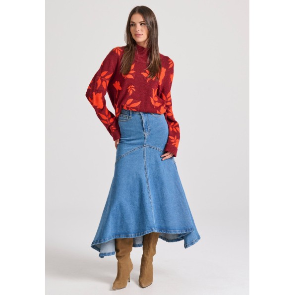 Γυναικεία maxi denim φούστα FUNKY BUDDHA FBL010-122-14 μπλε Γυναικεία