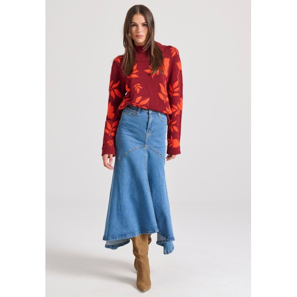 Γυναικεία maxi denim φούστα FUNKY BUDDHA FBL010-122-14 μπλε Γυναικεία