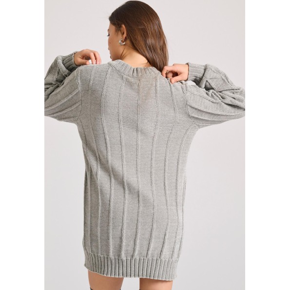 Γυναικείο mini σενίλ φόρεμα FUNKY BUDDHA FBL010-100-13 γκρι Γυναικεία