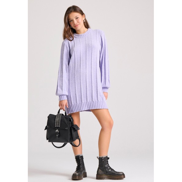 Γυναικείο mini σενίλ φόρεμα FUNKY BUDDHA FBL010-100-13 λιλά Γυναικεία