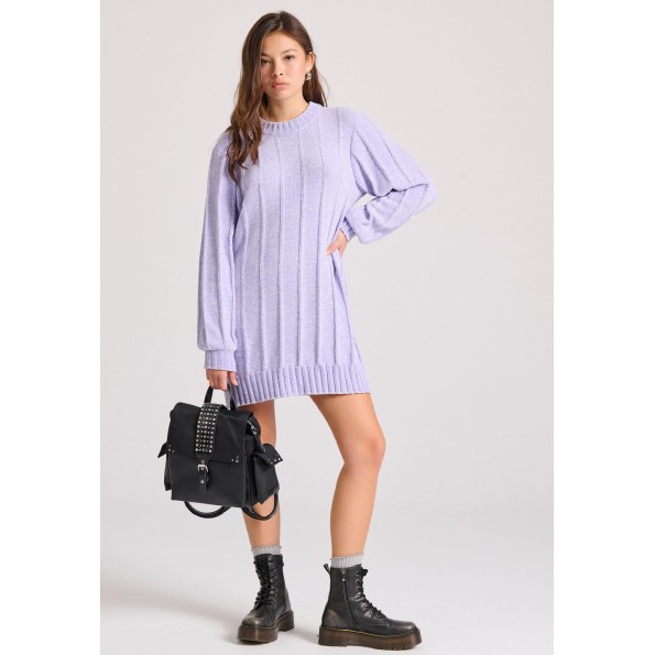Γυναικείο mini σενίλ φόρεμα FUNKY BUDDHA FBL010-100-13 λιλά Γυναικεία