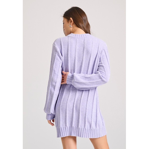 Γυναικείο mini σενίλ φόρεμα FUNKY BUDDHA FBL010-100-13 λιλά Γυναικεία