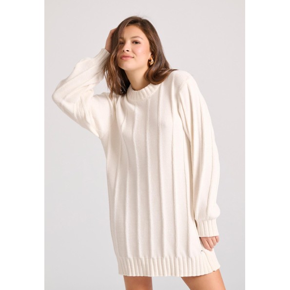 Γυναικείο mini σενίλ φόρεμα FUNKY BUDDHA FBL010-100-13 εκρού Γυναικείο mini σενίλ φόρεμα FUNKY BUDDHA FBL010-100-13 εκρού