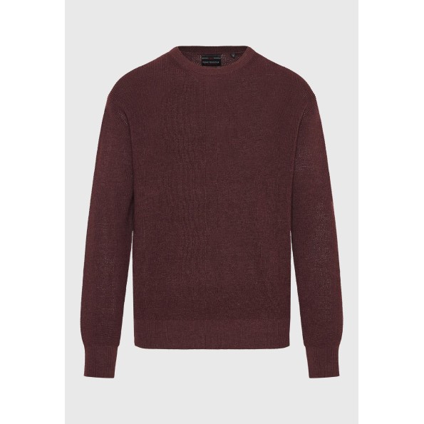 Ανδρικό πουλόβερ FUNKY BUDDHA FBM010-035-09 μπορντό Ανδρικά