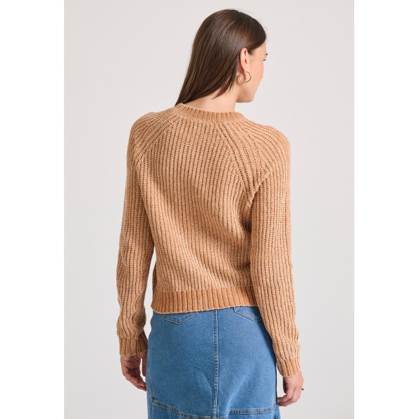 Γυναικείο σενίλ πουλόβερ FUNKY BUDDHA FBL010-111-09 καμηλό Γυναικεία