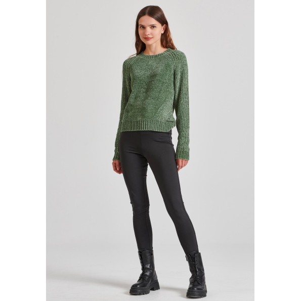 Γυναικείο σενίλ πουλόβερ FUNKY BUDDHA FBL010-111-09 πράσινο Γυναικεία
