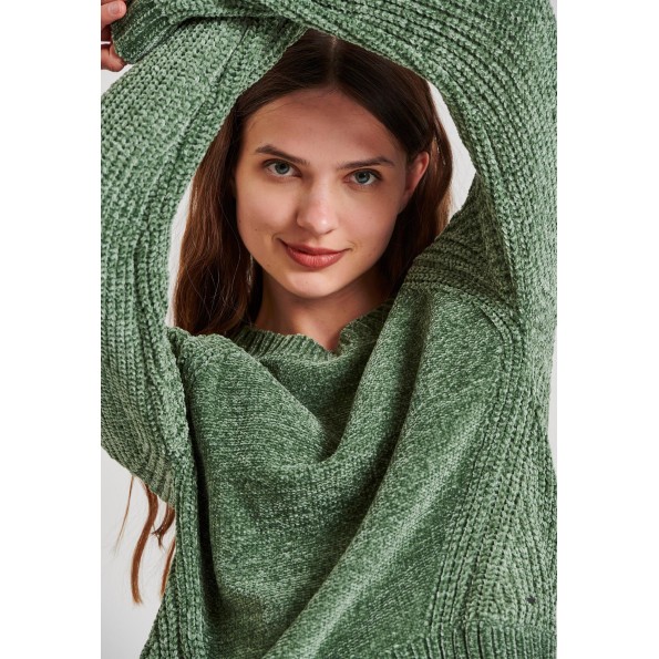 Γυναικείο σενίλ πουλόβερ FUNKY BUDDHA FBL010-111-09 πράσινο Γυναικεία