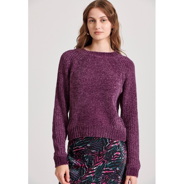 Γυναικείο σενίλ πουλόβερ FUNKY BUDDHA FBL010-111-09 μοβ Γυναικείο σενίλ πουλόβερ FUNKY BUDDHA FBL010-111-09 μοβ