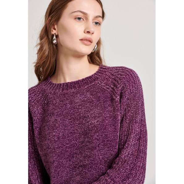 Γυναικείο σενίλ πουλόβερ FUNKY BUDDHA FBL010-111-09 μοβ Γυναικεία