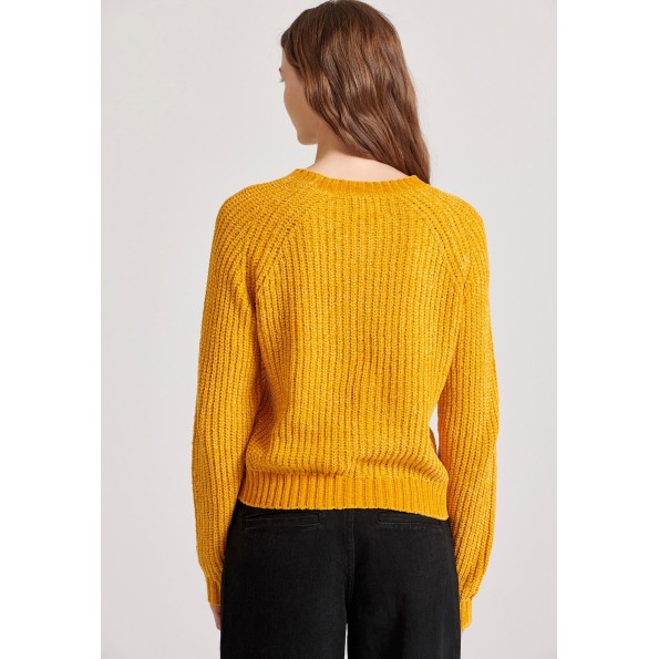 Γυναικείο σενίλ πουλόβερ FUNKY BUDDHA FBL010-111-09 κίτρινο Γυναικεία