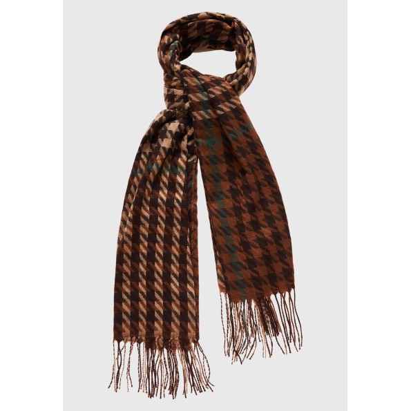 Γυναικείο κασκόλ FUNKY BUDDHA FBL010-116-10 καφέ καρό Γυναικεία