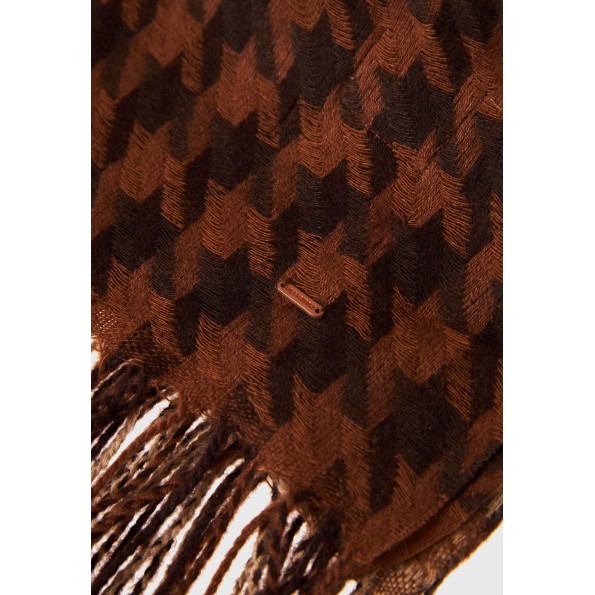 Γυναικείο κασκόλ FUNKY BUDDHA FBL010-116-10 καφέ καρό Γυναικεία