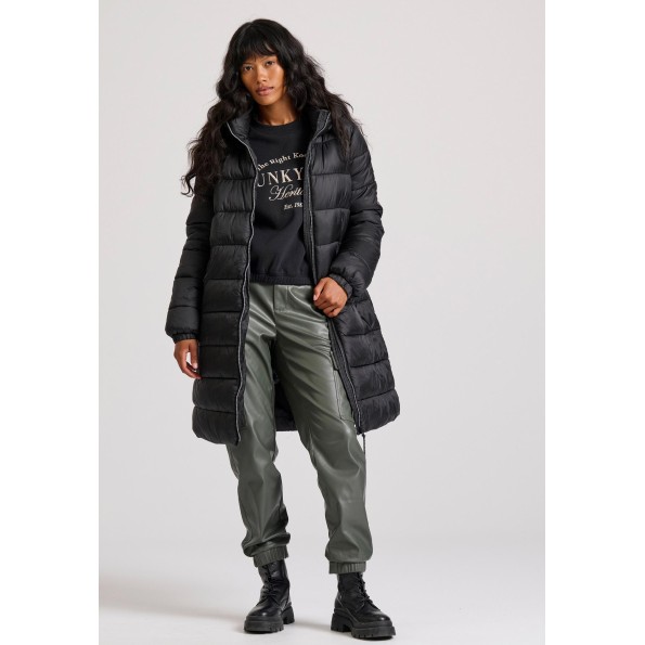 Γυναικείο μακρύ puffer μπουφάν FUNKY BUDDHA FBL010-104-01 μαύρο Γυναικεία