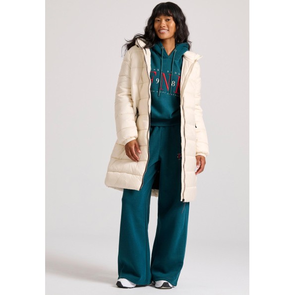 Γυναικείο μακρύ puffer μπουφάν FUNKY BUDDHA FBL010-104-01 εκρού Γυναικεία