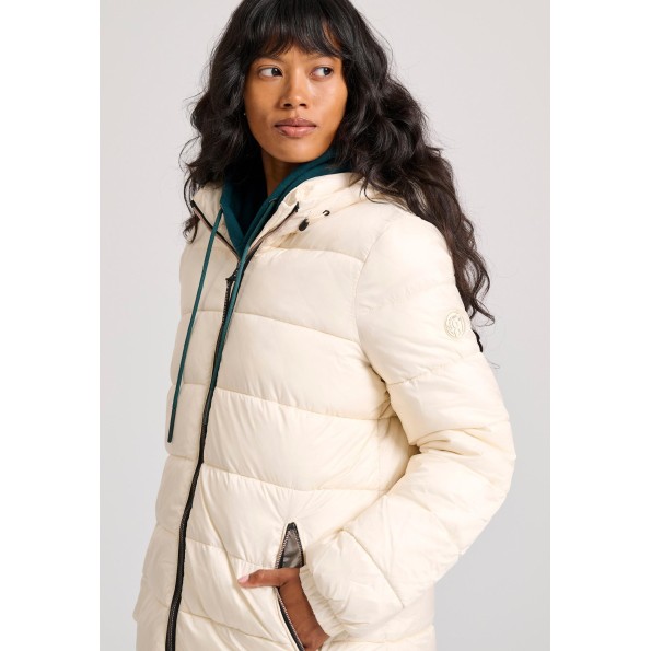 Γυναικείο μακρύ puffer μπουφάν FUNKY BUDDHA FBL010-104-01 εκρού Γυναικεία
