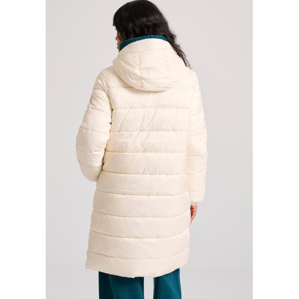 Γυναικείο μακρύ puffer μπουφάν FUNKY BUDDHA FBL010-104-01 εκρού Γυναικεία